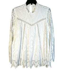 Ministry of Style Size 6 White Eyelet Lace Lined Bodice Blouse Top Cottage Boho